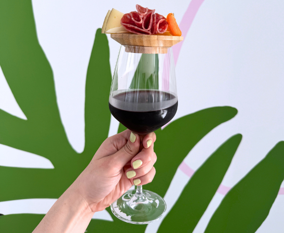 Wine glass and mini charcuterie avotoasty